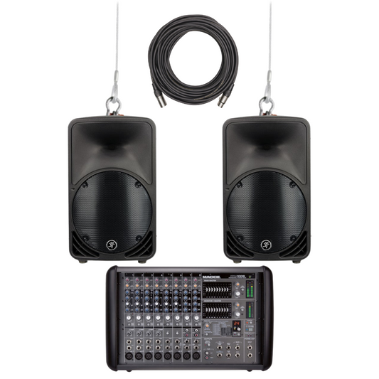 Church Sound System with 2 Mackie C200 Loudspeakers and PPM1008 8-Channel Powered Mixer