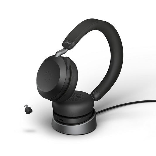 Jabra Evolve2 75 UC Stereo ANC Wireless Bluetooth Headset with Charging Stand, USB-C (Black)  27599-989-889