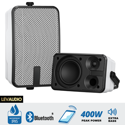 LEVAUDIO LV600 Wireless Bluetooth Wall Mount Speakers - Waterproof, Powerful Bass (Speakers Only for Self-Installation)