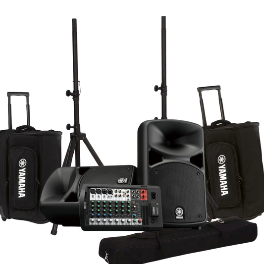Portable Church Sound System with Yamaha Bluetooth PA System, Stands, and Cases