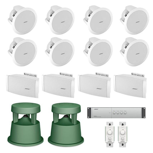 Bose-Restaurant-Sound-System-with-8-FreeSpace-In-Ceiling-Loudspeakers,-6-Outdoor-Loudspeakers-and-DXA2120-Mixer-Amplifier
