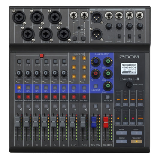 Zoom-LiveTrak-L-8-Portable 8-Channel-Digital-Mixer-Top-View