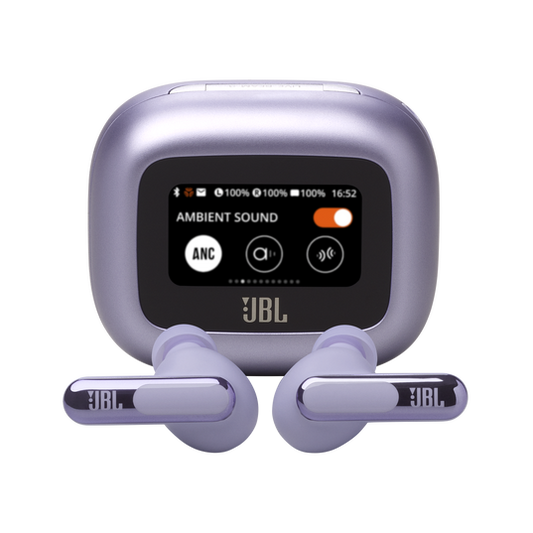 JBL Live Beam 3 True Wireless Noise-Cancelling Earbuds with Smart Charging Case and Hi-Res Audio (Purple)
