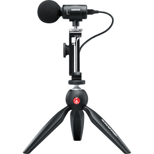 Shure MV88+ Video Kit - Stereo Microphone, Phone Clamp & Manfrotto Tripod