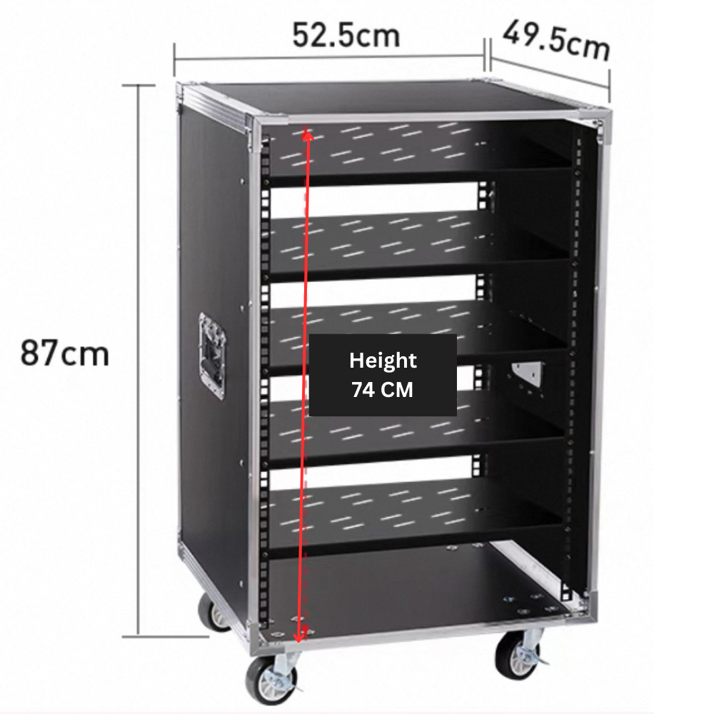 16U Rack Case, 5 Shelves with Wheels for Audio & Server Equipment ...
