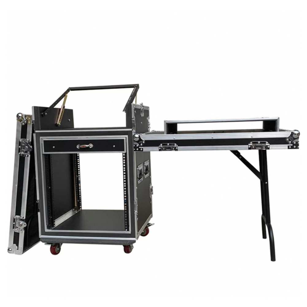 16U Flight Case 3-Door AV Rack Cabinet with 1 Work Table – Musicshop
