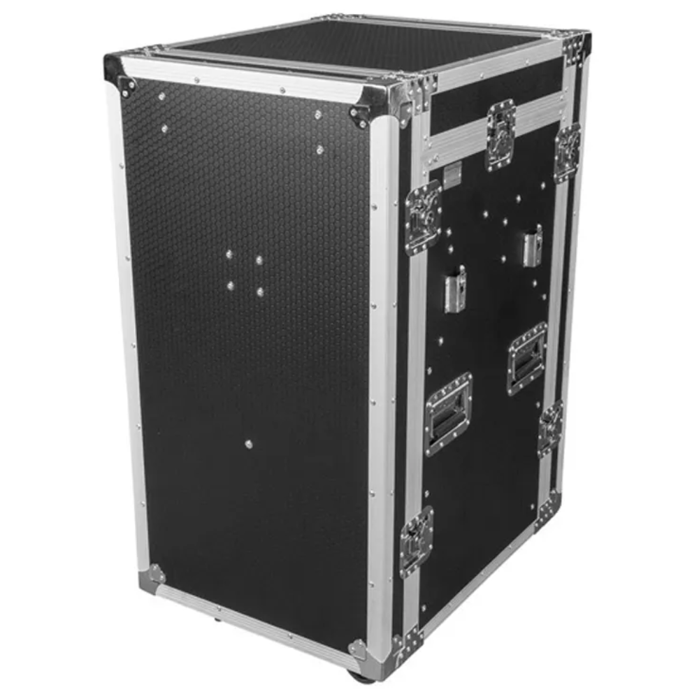 16U Flight Case 3-Door AV Rack Cabinet for Amplifier, Mixer with 2 Ext ...