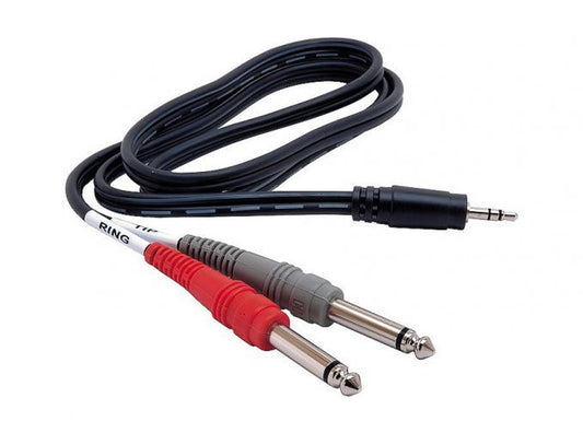 3.5 mm TRS to Dual 1/4" TS Stereo Audio Cable (1 Meter)