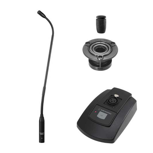 Audio-Technica U857QL/AT8699R Gooseneck Microphone with Desk Stand Switch Bundle (19" Cardioid)