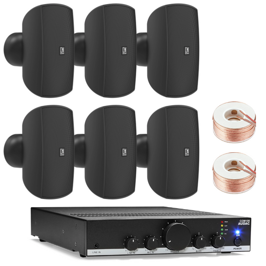 Audac 6 ATEO4M Speaker (Black) with COM108 Amplifier Sound System Bundle (For Large Store/ Restaurant/ Cafe)