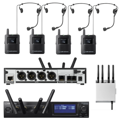 Audio-Technica ATW-1441/ATM75cw System 20 PRO Quad Wireless Headworn Mic System