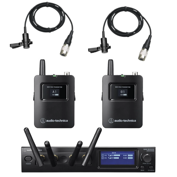 Audio-Technica ATW-1421/AT831cW System 20 PRO 2-Person Digital Wireless Clip-on/ Lavalier Microphone System (2.4 GHz)