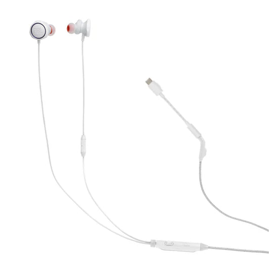 JBL Quantum 50C In-Ear Gaming Headset with USB-C Adapter, Volume Slider & Mic Mute (White)