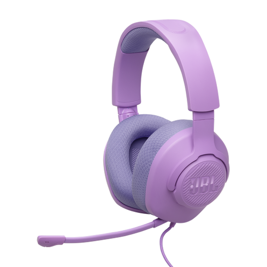 JBL Quantum 100M2 Wired Over-Ear Gaming Headset with Detachable Boom Mic and USB-C Adapter (Purple)