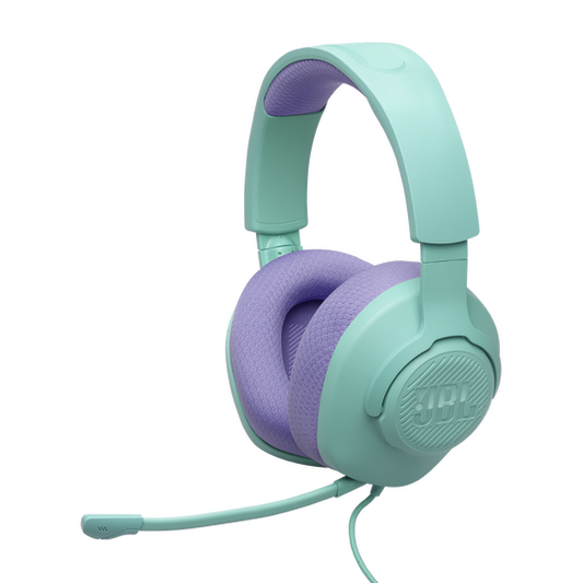 JBL Quantum 100M2 Wired Over-Ear Gaming Headset with Detachable Boom Mic and USB-C Adapter (Cyan)