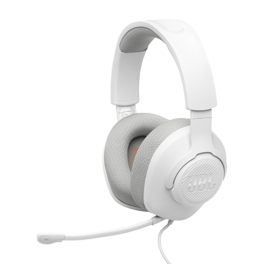 JBL Quantum 100M2 Wired Over-Ear Gaming Headset with Detachable Boom Mic and USB-C Adapter (White)