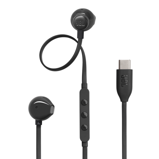 JBL Tune 305C USB-C Wired Earbud Headphones with Hi-Res Audio and Pure Bass Sound (Black)