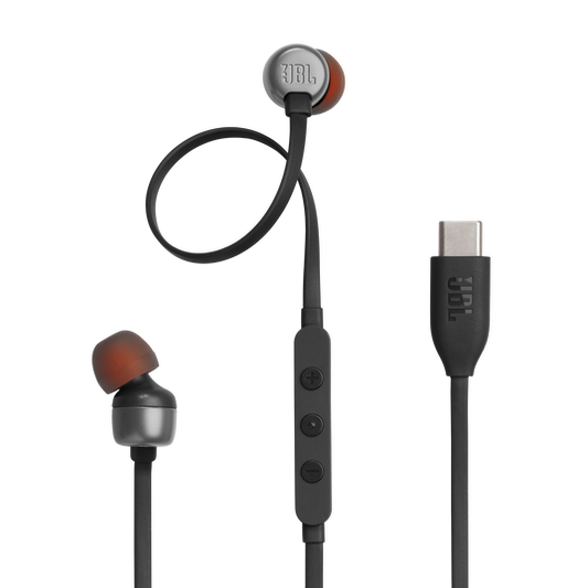JBL Tune 310C USB-C In-Ear Headphones with Hi-Res Audio and Pure Bass Sound  (Black)