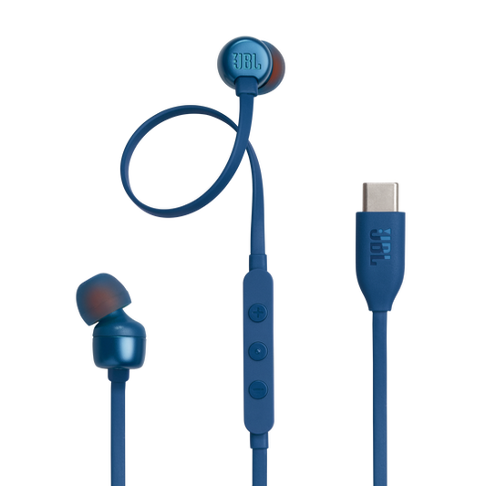 JBL Tune 310C USB-C In-Ear Headphones with Hi-Res Audio and Pure Bass Sound  (Blue)