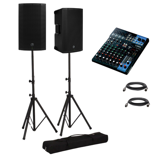 Live Sound System Package with 2 Mackie Thump12A 12" Powered Speakers and Yamaha MG10XU 10-Channel Mixer