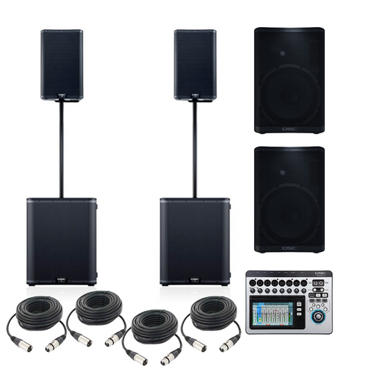 QSC Live Band Sound System with Sub Wooder and Floor Monitors