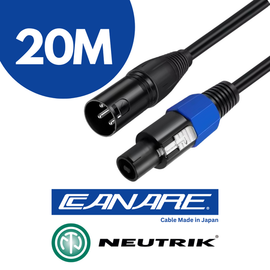 XLR to Speakon 20m High-Performance Audio Cable for Pro Audio Systems