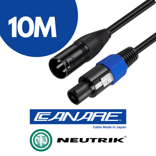 XLR to Speakon 10m High-Performance Audio Cable for Pro Audio Systems