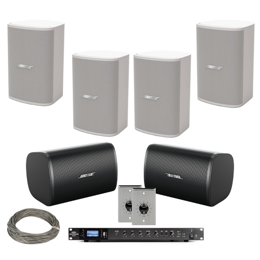Restaurant & Retail Store Sound System with 6 Bose DesignMax Speakers & 240W Bluetooth Mixer Amp