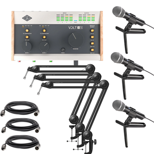 Podcast Bundle- Volt476 / 3x ATR2100XUSB/ 3x XLR Male to XLR Female Cable/Audio-Technica AT8700