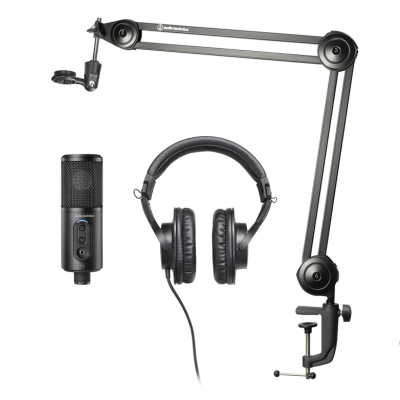 Audio-Technica Live Streaming & Podcasting Bundle - ATR2500x-USB, ATH-M20x Headphones & AT8700 Boom Arm