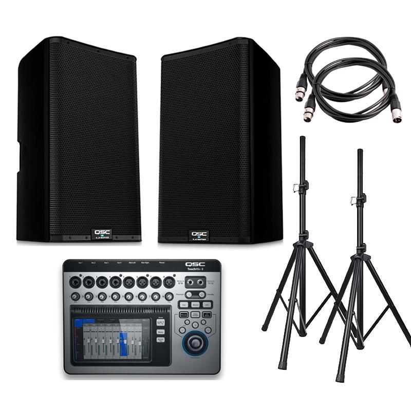 Compact Dj System DJ Portable Sound System Package with 2 QSC K12.2 Speakers and TouchMi ...